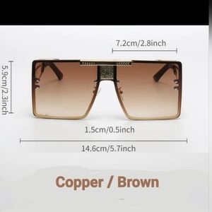 SUNNIES FASHION SUNGLASSES COPPER SURROUND FRAME BROWN AND GOLD TINT. HEAVY.